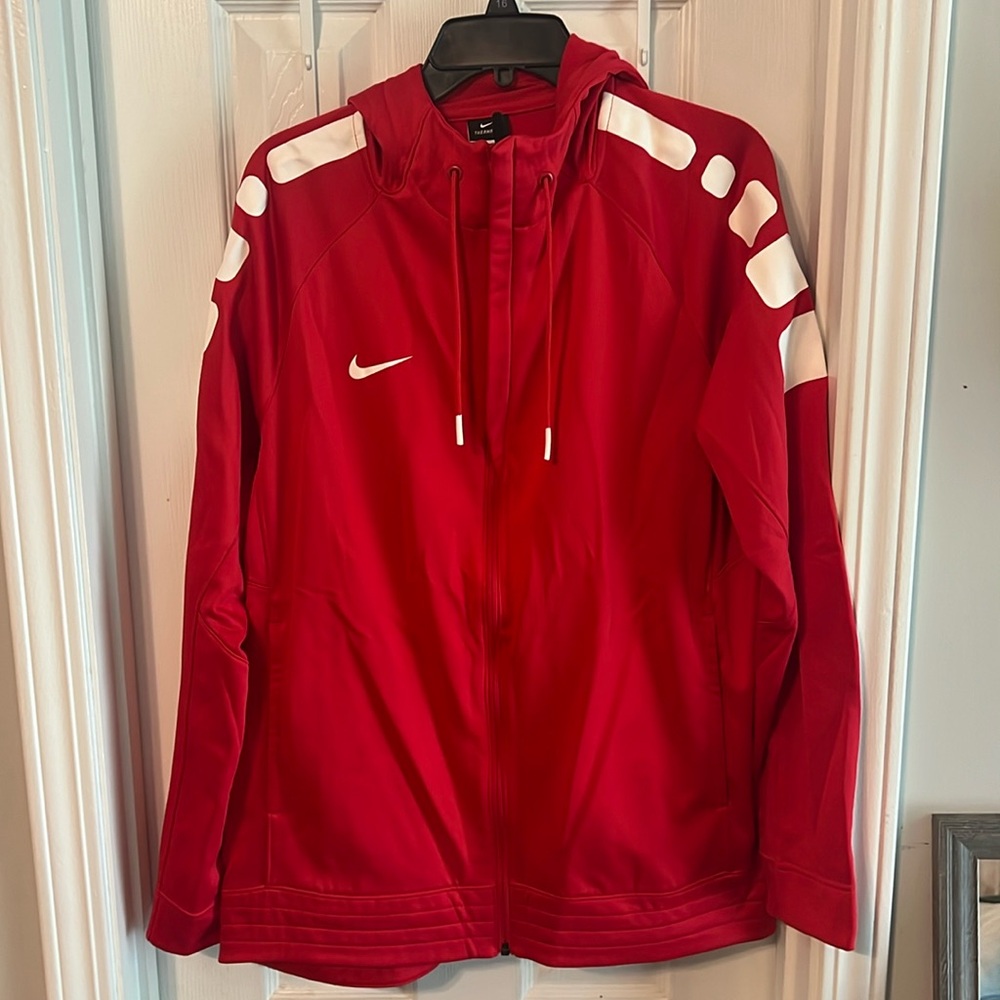 EUC Red Nike Therma-Fit Hooded Track Jacket Men Size Large